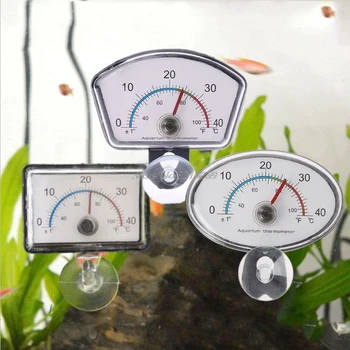 

Aquarium Thermometer Pointer Fish Tank Temperature Dial Submersible Suction Cup