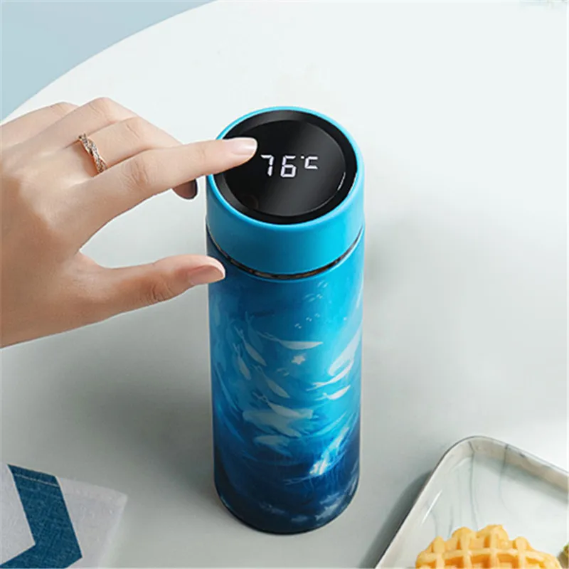 

450ml Thermos Vacuum Flasks Temperature Display Stainless Steel Water Bottle Travel Coffee Mug Tea Milk Mug Thermo cup