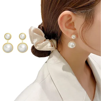 

New Baroque Cool Style Temperament White Pearl Earrings Pendants For Women 925 Sterling Silver Fashion Eardrop Fine Jewelry