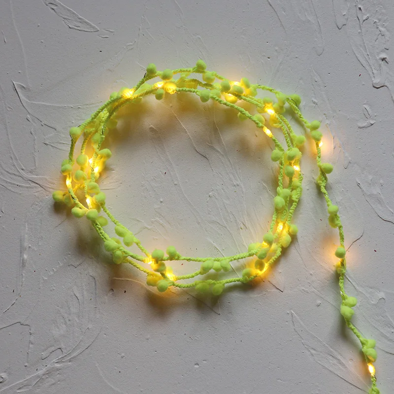 thumbnail image 1 of Colourful pom pom led garland fairy light Micro copper wire Battery string lights for Table Wedding party Home Decoration, 1 of 5