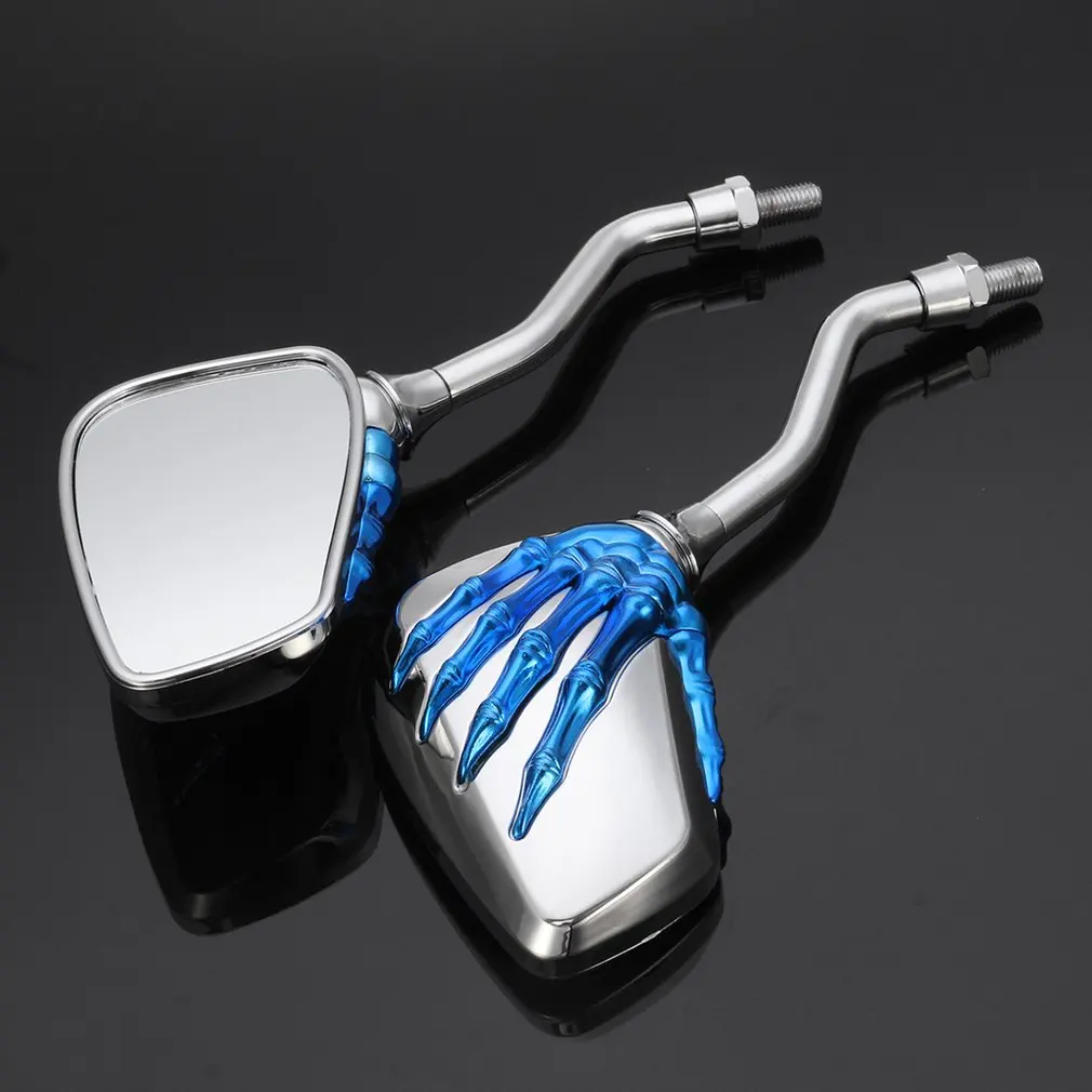 Универсальный мотоцикл Синий Скелет Зеркала «Череп» 8 мм заднего вида
