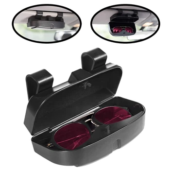 

Car Sun Visor Sunglasses Case Holder Eye Glasses Organizer Box Credit Card Slots on the Outside Double Snap Clip Design Fits All
