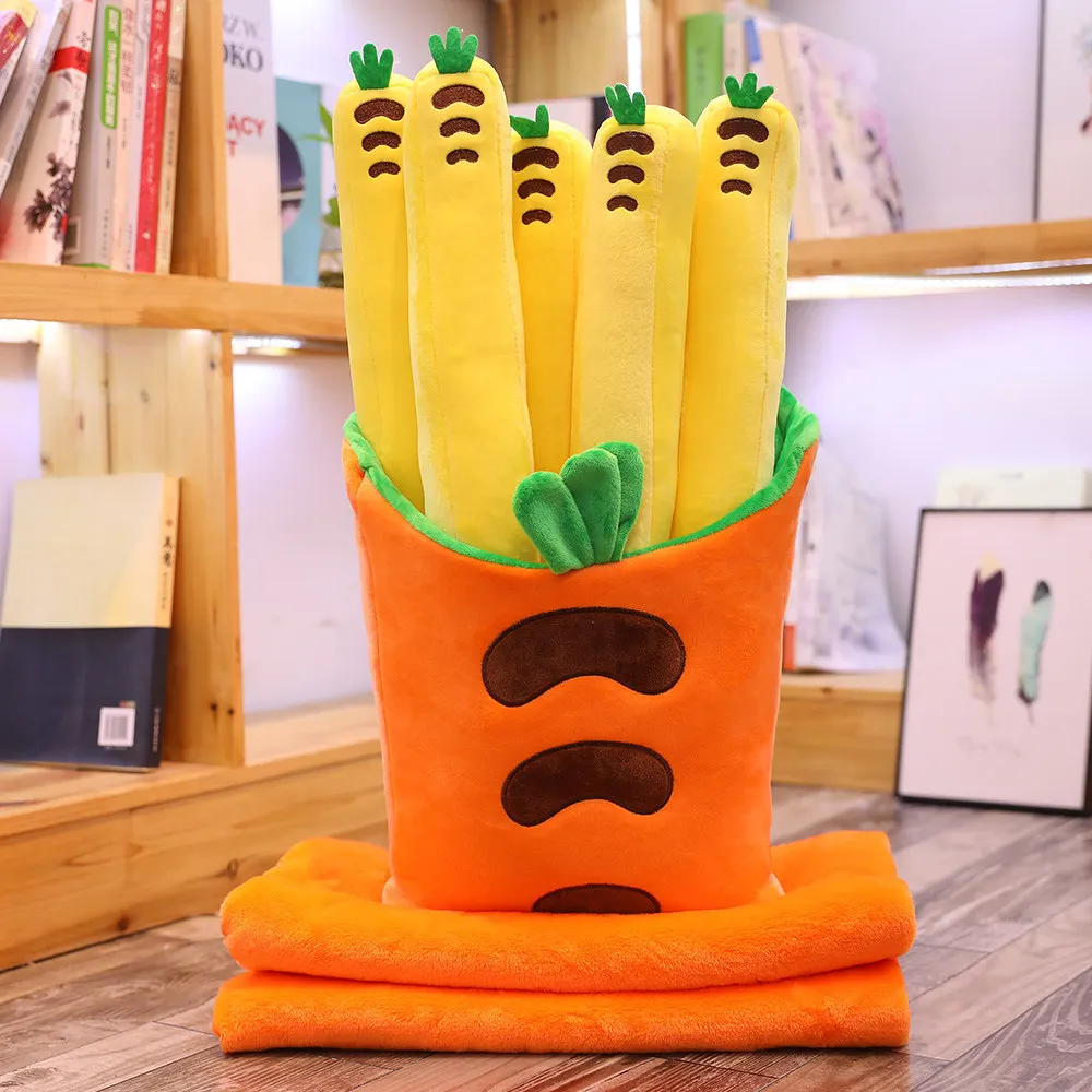 

Summer Air-conditioned Room Office Pineapple Strawberry Carrot Cactus French Fries Three-in-One Pillow Flannel Blanket