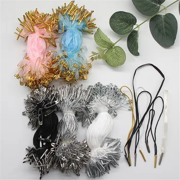 

100pc 11CM Polyester Thread Ribbon Line Loop Lock For Clothing Cotton Tag Label Hanger Metal Pin Buckle Garments Fastener Supply