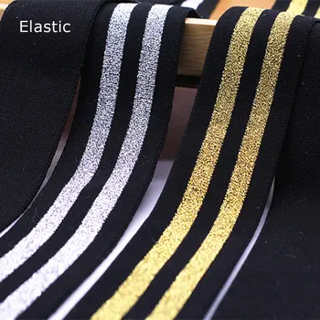 

10M Ribbon Tweeter Silver Gold Elastic Band Wave Webbing Belt DIY Pants Clothes Backpack Sewing Accessories