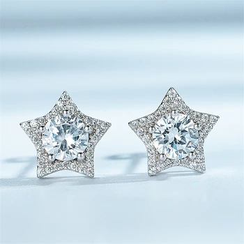 

925 Sterling Silver Star Clip Eearrings Cubic Zircon Grils Women Party Gift Mothder's Day Gift Fashion Fine Jewelry Earrings