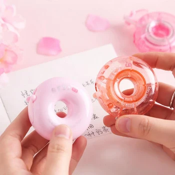 

1 Pcs Kawaii Donut Shape Cherry Sakura Transparent Correction Tapes Diary Corrector Tools Stationery School Office Supply Gifts