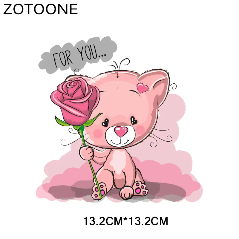 ZOTOONE милый кролик, медведь, сердце, нашивка, животное, наклейка, железная наклейка для одежды, футболки, аксессуары, аппликация, сделай сам, теплопередача G