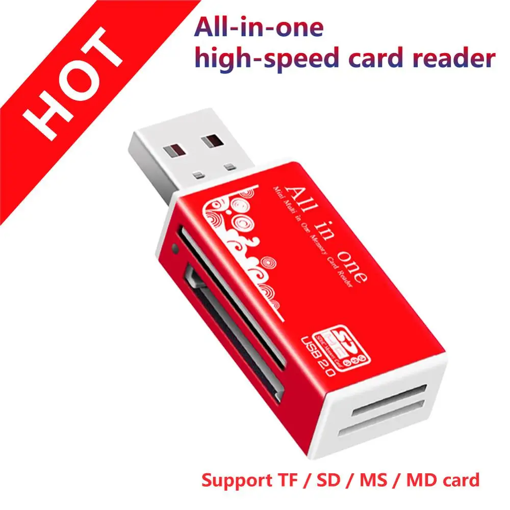White Muti Memory Card  Reader Adapter USB 2.0 CF SD MINI TF MMC MS All in 1 CA 