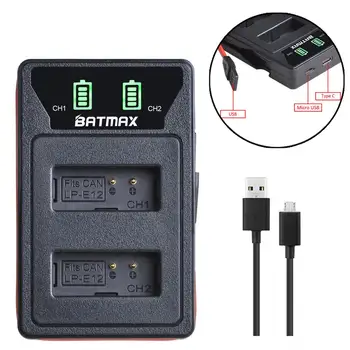 

Batmax LP-E12 LPE12 LED Dual Charger with Type C Port &USB Cable for Canon EOS M50, EOS M100,100D Kiss X7 Rebel SL1