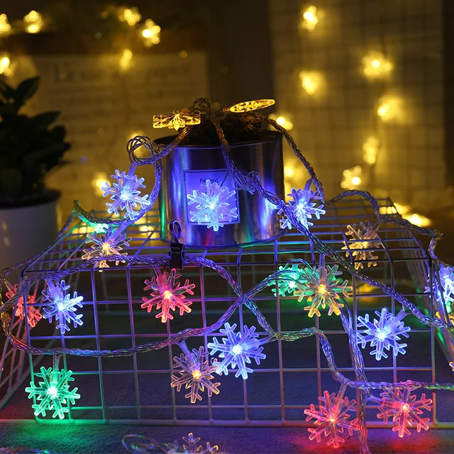 Guirnalda de luces LED navideñas de 6 m, cortina de luces de hadas, copos de nieve, guirnalda de luces, decoración para el hogar, lámpara de adorno de Año Nuevo