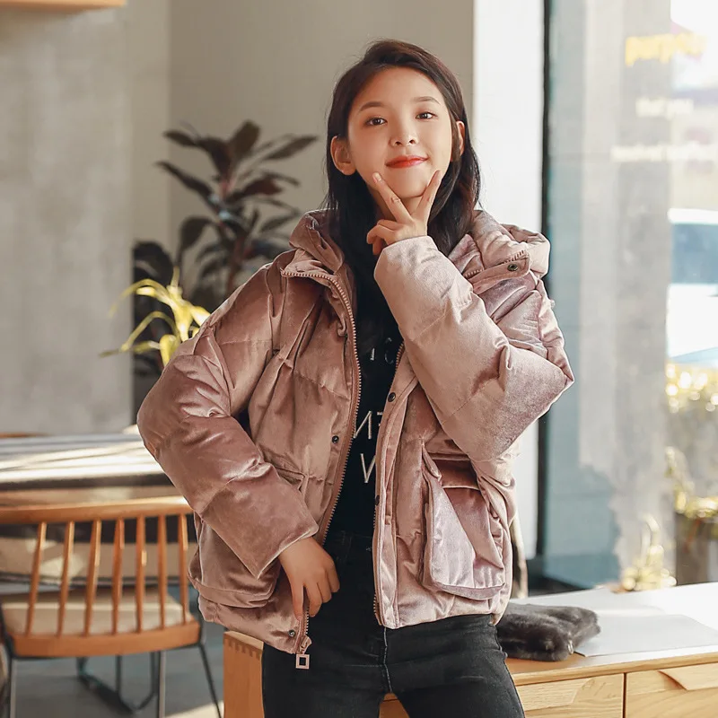 

Pink Cotton Coat Women's 2020 Winter New Style han ban kuan Thick Cotton-padded Jacket Short-height Sweet Students Cotton Overco