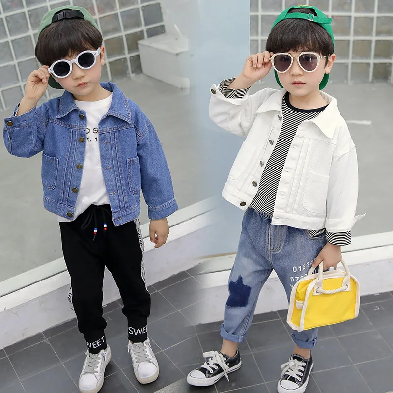 

BOY'S Coat Spring And Autumn Children Western Style Denim Jacket Children Spring Fashion Handsome Fashion CHILDREN'S Jacket