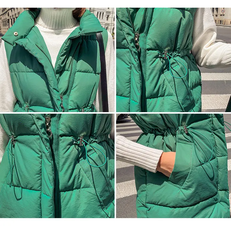 Qимидж новый зимний женский жилет 2019 женский Шелковый короткий хлопковый пуховый жилет плюс размер плотная однотонная куртка без рукавов