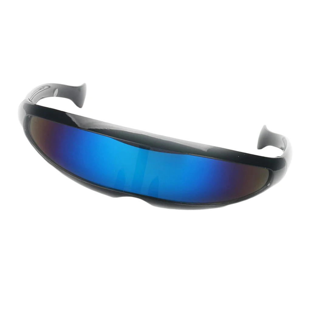 Funny Plastic Color Mirrored Single Lens Visor Sunglasses Cyclops Cosplay Glasses