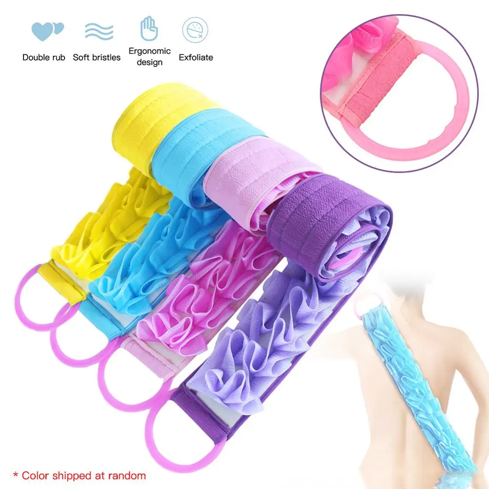 

Silicone Body Skin Brush Towel Belt Double Sided Shower Back Scrubber Massage Flexible Scrubber Skin Cleaning Home Bathroom CSV