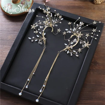 

NiuShuya Handmade Bride Side Hanging Accessories Wedding Headdress Tassle Flower Hair Decoration Hair Accessories