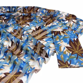 

High quality digital printed wax design african satin fabric Organza silk pattern satin silk fabric for white color party dress