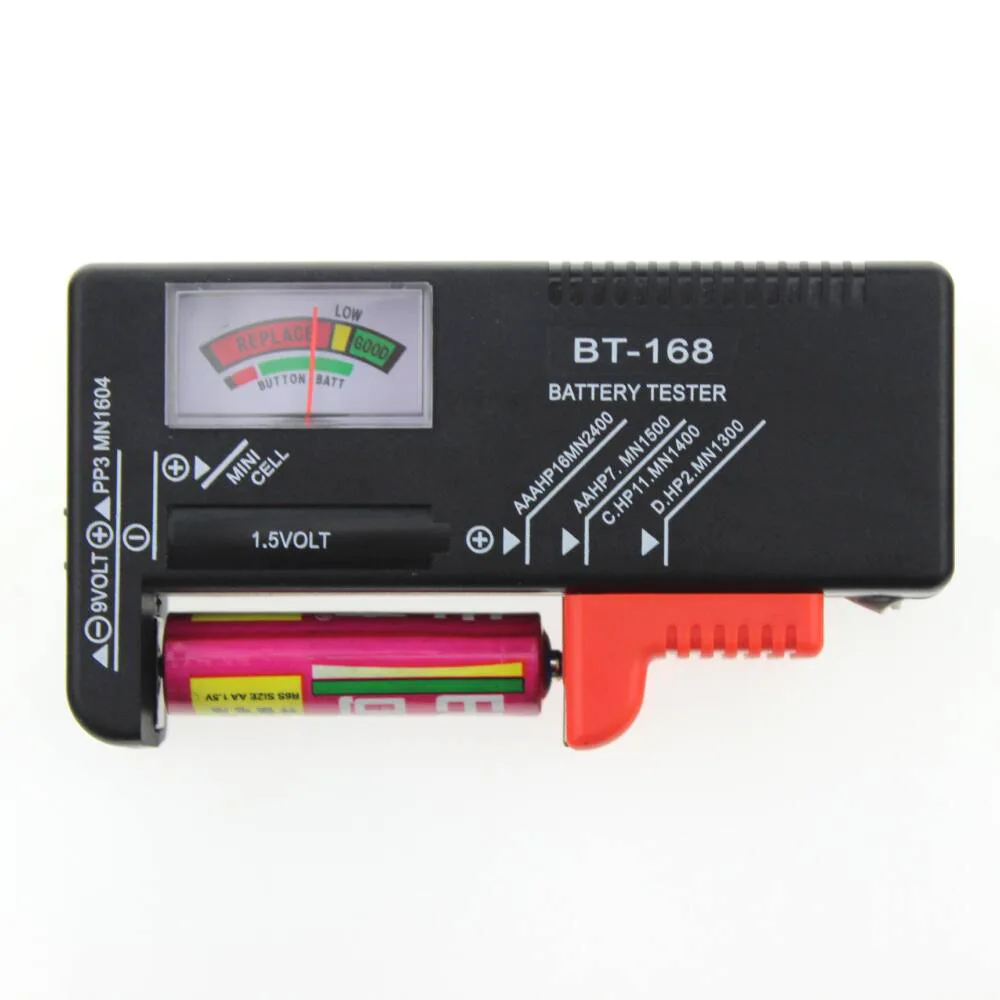 BT168 цифровой тестер батареи Вольт проверки для AA AAA 9 В Кнопка несколько размеров батарея тестер измеритель напряжения инструменты