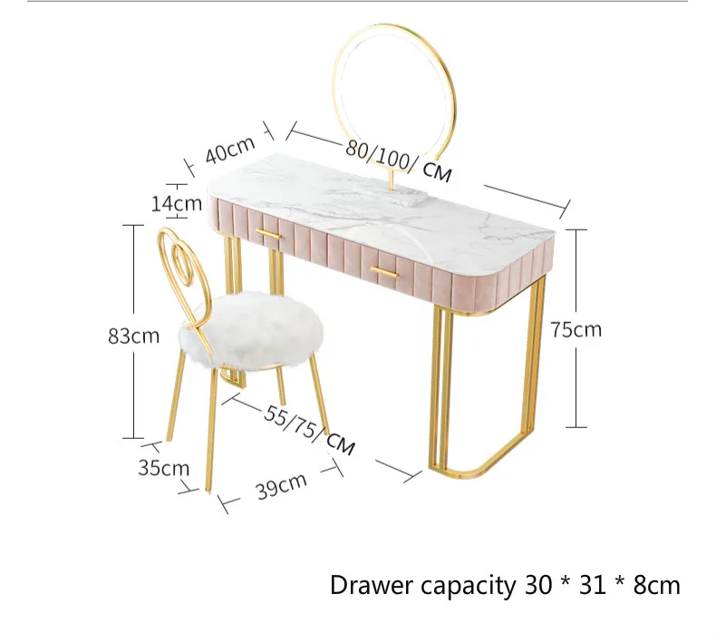 Мраморный туалетный столик для спальни, современный минималистичный столик для маленькой квартиры в скандинавском стиле, туалетный столик с эркером