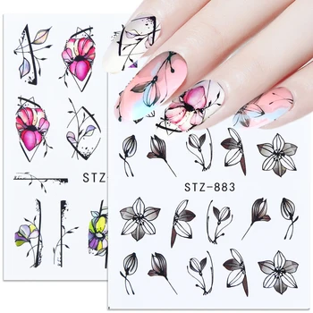 

1pcs Black Flower Nail Sticker Water Transfer Slider Butterfly Leaf Floral Hollow Tattoo Decals Manicure Decor JISTZ880-902-1