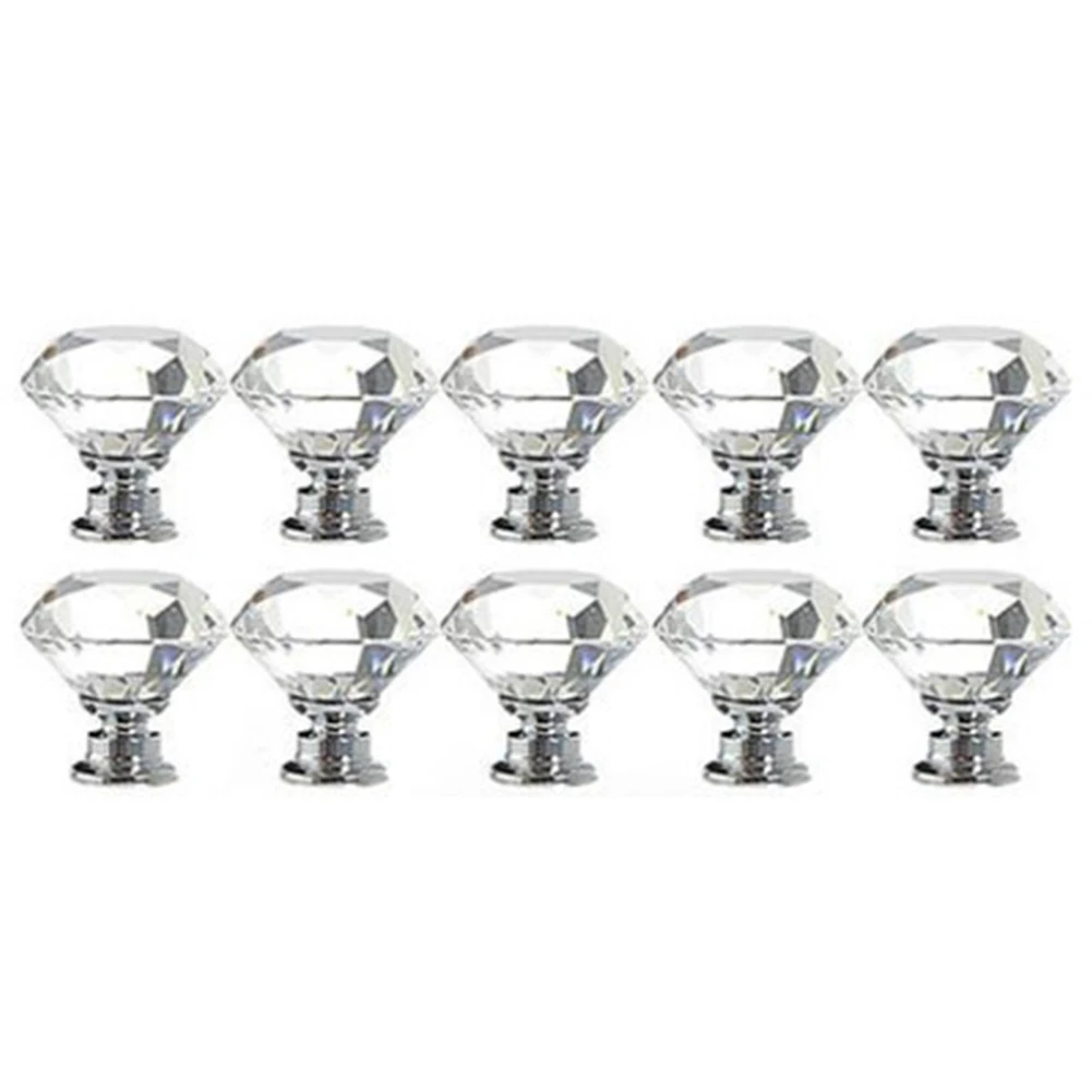 

Door Knobs Diamond Furniture Handle Set Crystal Non-Slip Cupboard Drawer Durable Single Hole
