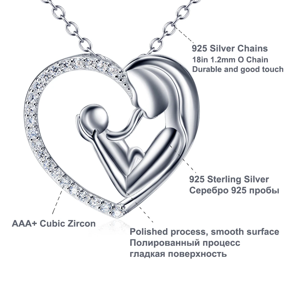 Najtaniej YFN 925 Sterling Silver matka córka miłość naszyjnik w kształcie serca wisiorek dzień matki prezent biżuteria Moms prezent dla kobiet z łańcuchem 18\
