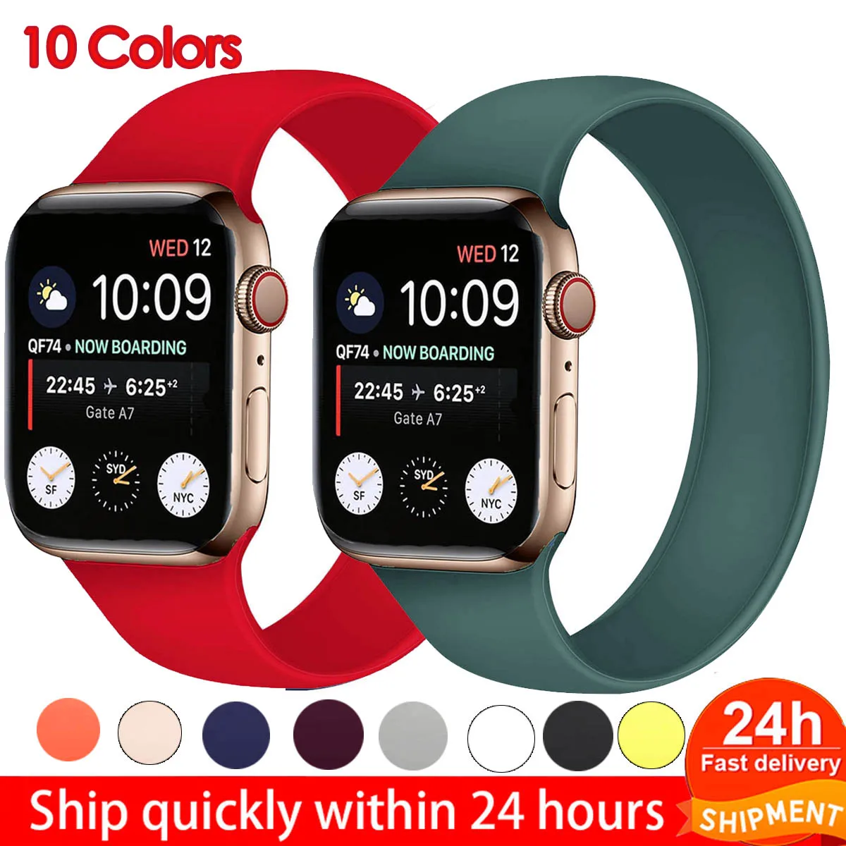 

Solo Strap for Apple Watch 6 5/SE band Silicone 40mm 44mm Elastic Bands Sport for Iwatch Series 6/SE/5 4 3 38mm 42mm Bracelet