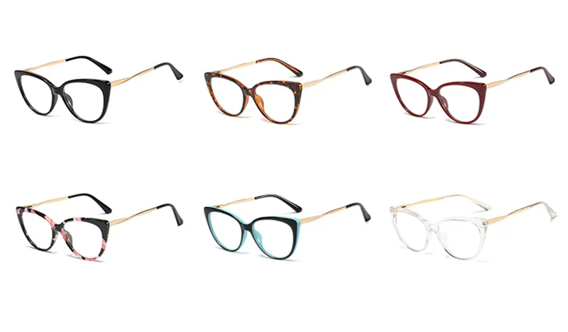 Cat Eyeglasses Women's Frame Half Metal Clear Lens Ladies Glasses Transparent Black Retro Optical Reading Prescription GlasseNX