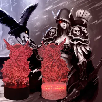 

Sylvanas Windrunner LED Night Light World of Warcraft Table Lamp WOW Desk Lamp SilverMoon City Lament of the Highborne Fans Gift