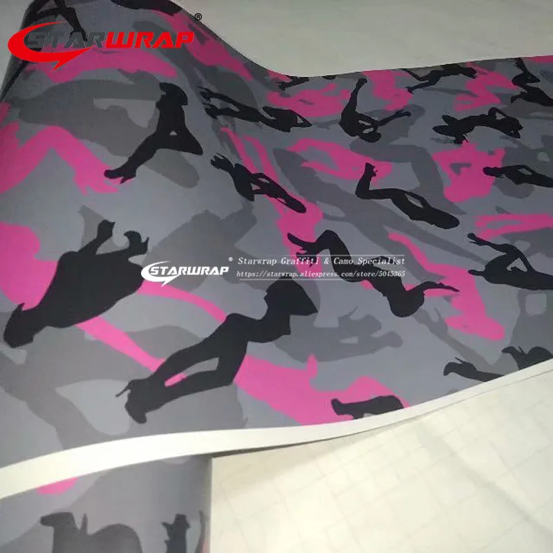 Starwrap Grey and Pink Character Car Styling Air Release Camouflage Foil Vinyl Car Wraps Sticker vinyl Car Wrapping Roll
