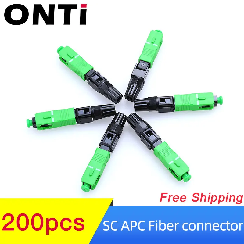 ONTi 200 Pieces SC APC Fiber Optical Connector 55mm SM Single Mode FTTH for SC APC 1