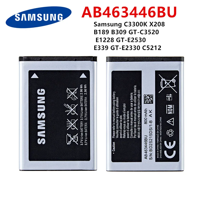 Оригинальный аккумулятор AB463446BU AB043446BE AB553446BU для Samsung C3300K X208 B189 B309 GT-C3520 E1228 GT-E2530 E339