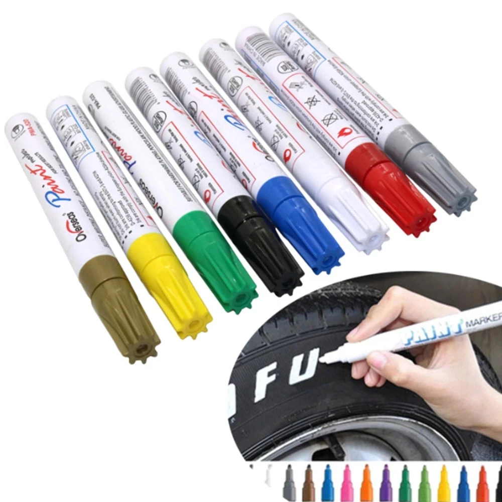 Color waterproof paint pen car bicycle tire tread metal permanent paint  mark graffiti oily marker DIY tire shape