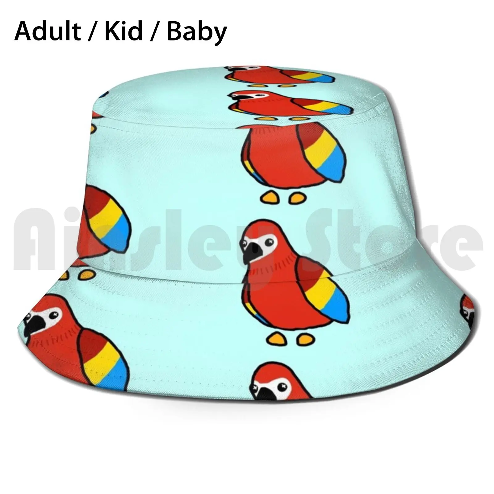 Cute Parrot Doodle Sun Hat Foldable UV Protection Adopt Me Cute Parrot