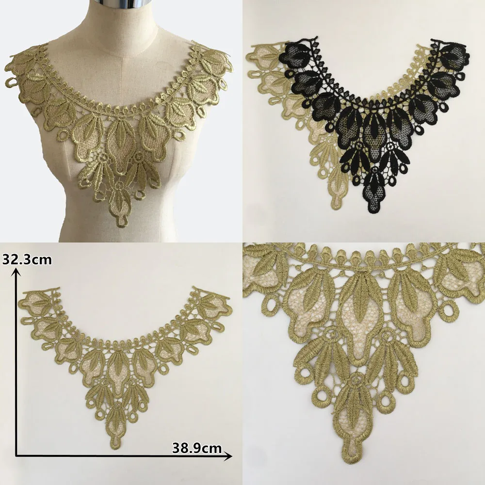 Высококачественная вышитая кружевная ткань для платьев кружева воротник