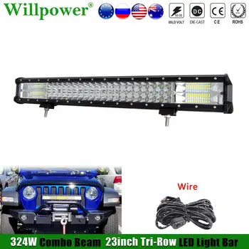

Offroad 4WD Front Bullbar Triple Row 23" LED Light Bar For Jeep JK 4x4 Truck Pickup SUV 22inch 324W LED Bar Fog Driving Lamp