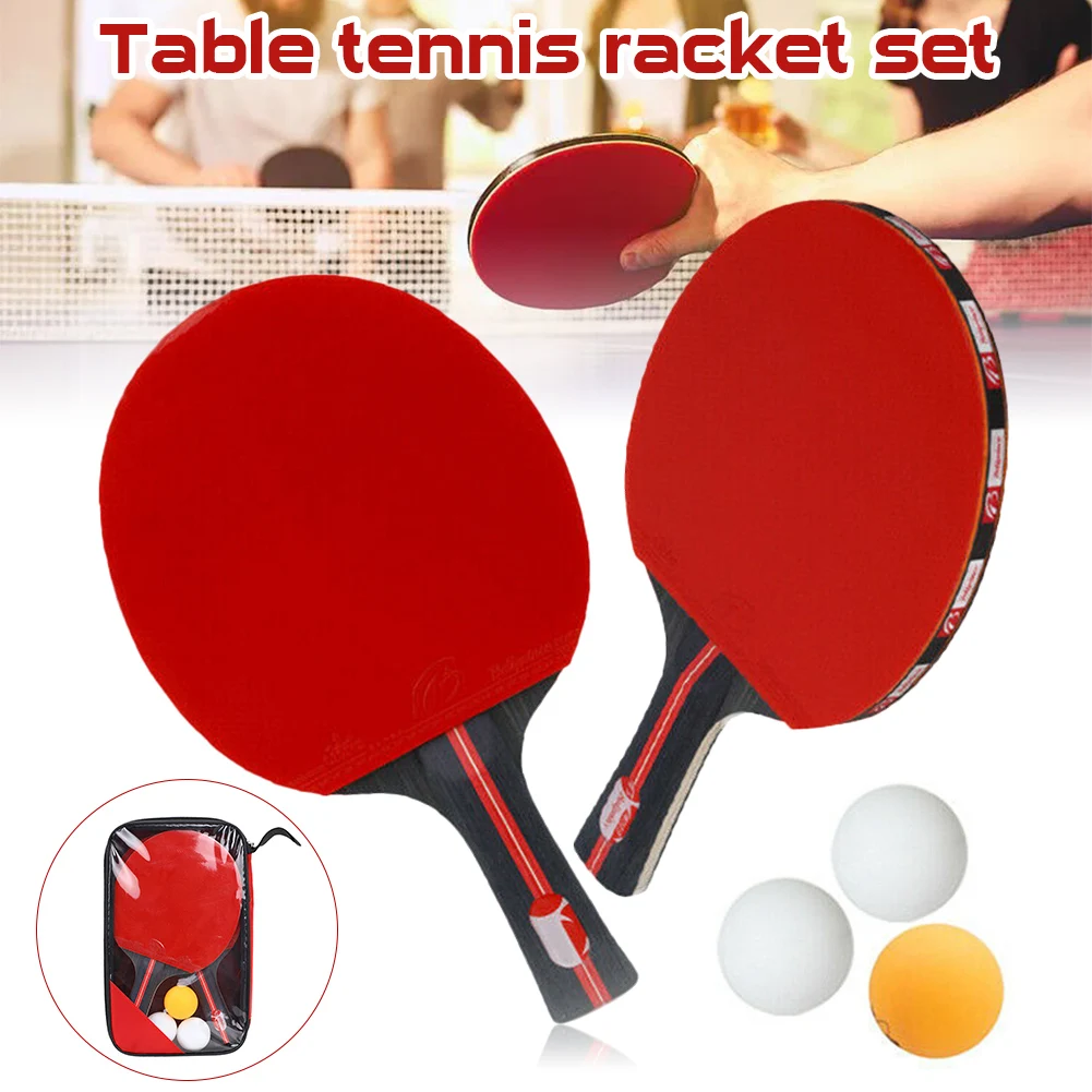 

2Pcs/Set Classic 5 Ply Solid Wood Table Tennis Rackets Double Face Pimples-in Rubber Table Tennis Bats for Teenagers