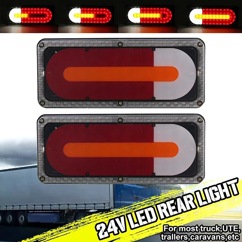 2X LED Tail Rear Light Halo Neon Brake Dynamic Turn Signal Lamp Taillight for DAF MAN SCANIA IVECO Truck Lorry Trailers | Автомобили и