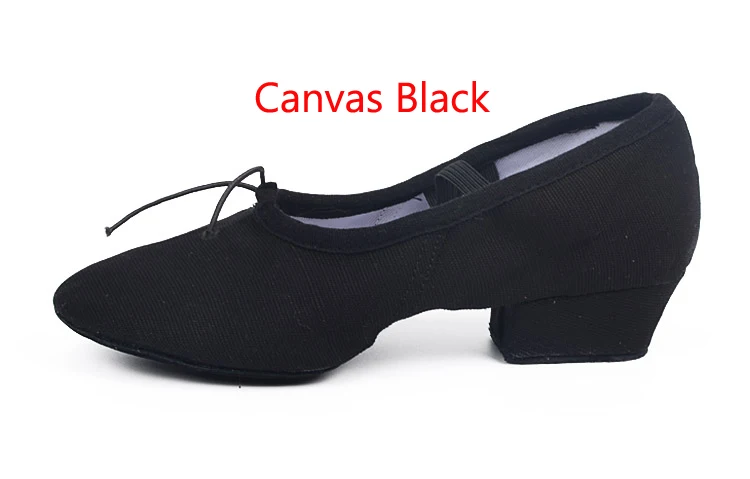 Качественная танцевальная обувь для женщин; кожаная обувь на среднем каблуке для девочек; женские балетки; Танцевальная обувь для танца живота и йоги; обувь для учителя - Цвет: Canvas Black
