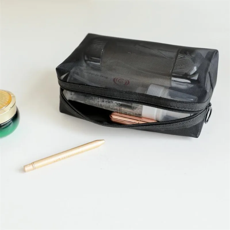 1PC Black Women Men Necessary Cosmetic Bag Transparent Travel Organizer Fashion Small Large Black Toiletry Bags Makeup Pouch 4