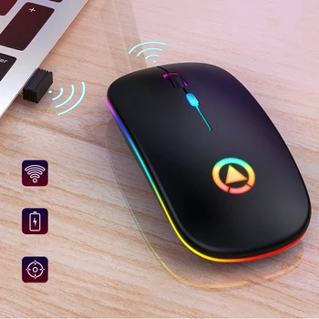 

Wireless Silent Mouse Game Gaming Mouse Rechargeable 2.4GHz USB Optical Ergonomic Mice LED Backlight Mouse For PC Laptop Gamer