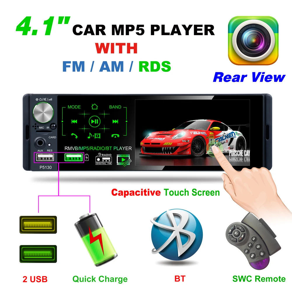 Автомагнитола 1 Din P5130 сенсорный экран 4 дюйма mp5 плеер Авторадио стерео MP5 Bluetooth RDS