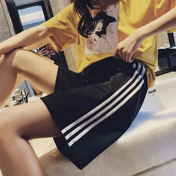 

Woman Sweat Pants Clothes Streetwear Wide Leg Shorts Harajuku Baggy High Waisted Vintage Black 2020 Summer The New Fashion