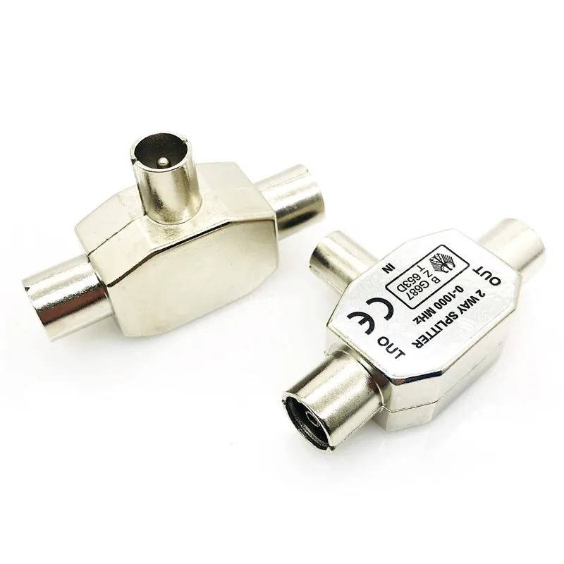 

TV9.5 1 Male 2 Female TV Antenna Plug Tee Conversion Cable Joint Adapter One point Two Cable TV Plug Antenna Conversion Head