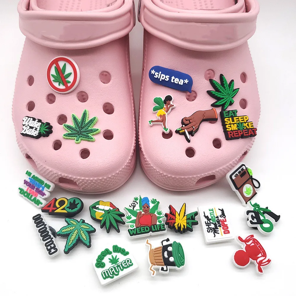 1 шт. обувные Подвески Аксессуары украшения из ПВХ мультяшный лист Croc JIBZ пряжка
