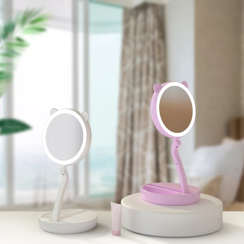 Creative pink cute desktop hello kitty makeup mirror 7x cartoon mirror dressing wireless charging led cat 1 Creative pink cute desktop hello kitty makeup mirror 7x cartoon mirror dressing wireless charging led cat 5