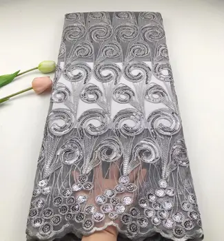 

High Quality French Net Lace Fabric With Sequins Tulle Lace Fabric For Wedding Clothes 5 yards/lot