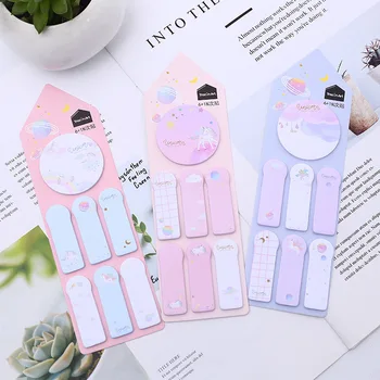 

1Set Memo Pads Sticky Notes Cosmic Unicorn Paper Notepad iary Scrapbooking Stickers Office School stationery Bookmark