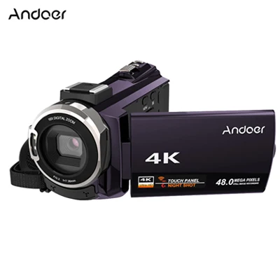 Andoer WiFi цифровая видеокамера 4K 1080P 48MP камера видеокамера рекордер с 0.39X макрообъектив микрофон сенсорный экран Ночной прицел - Цвет: Coffee A